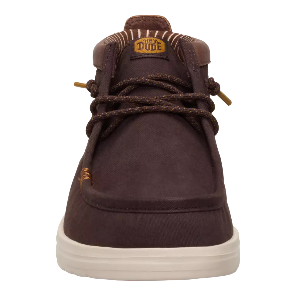 Bottines Hey Dude Wally Mid Gripr Classic – Marron, Cuir, Semelle Caoutchouc, Lacets élastiques